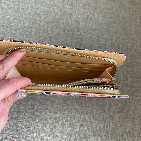 NWT! Simply Southern Wallet / Clutch Large Zip Accordion Starfish Blue Pink Gold - Picture 10 of 10